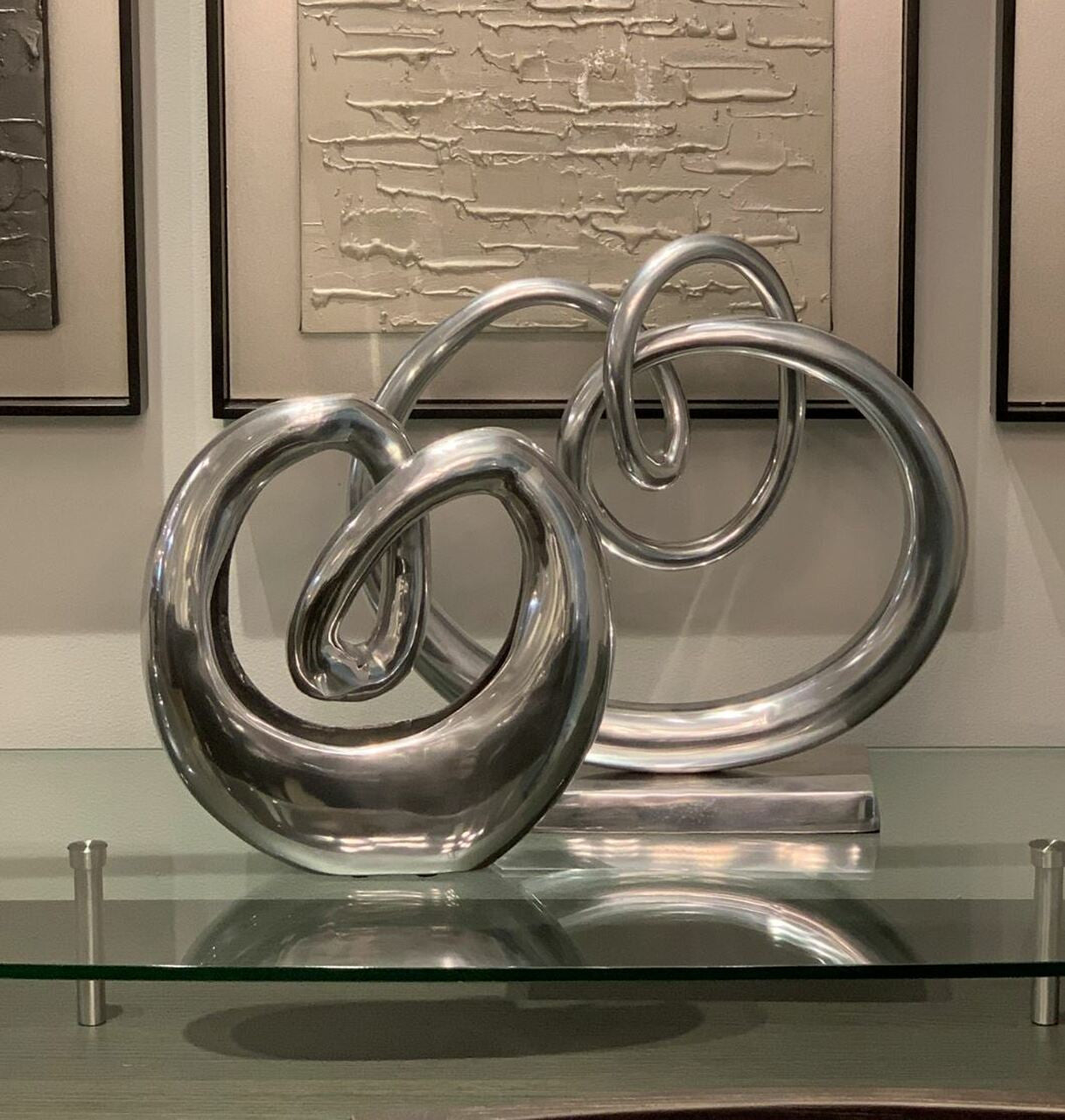 Silver Buff Twisted Knot Sculpture