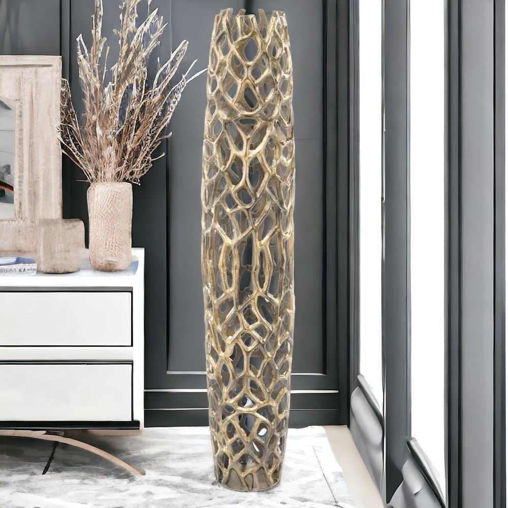 Golden Twigs Floor Vase