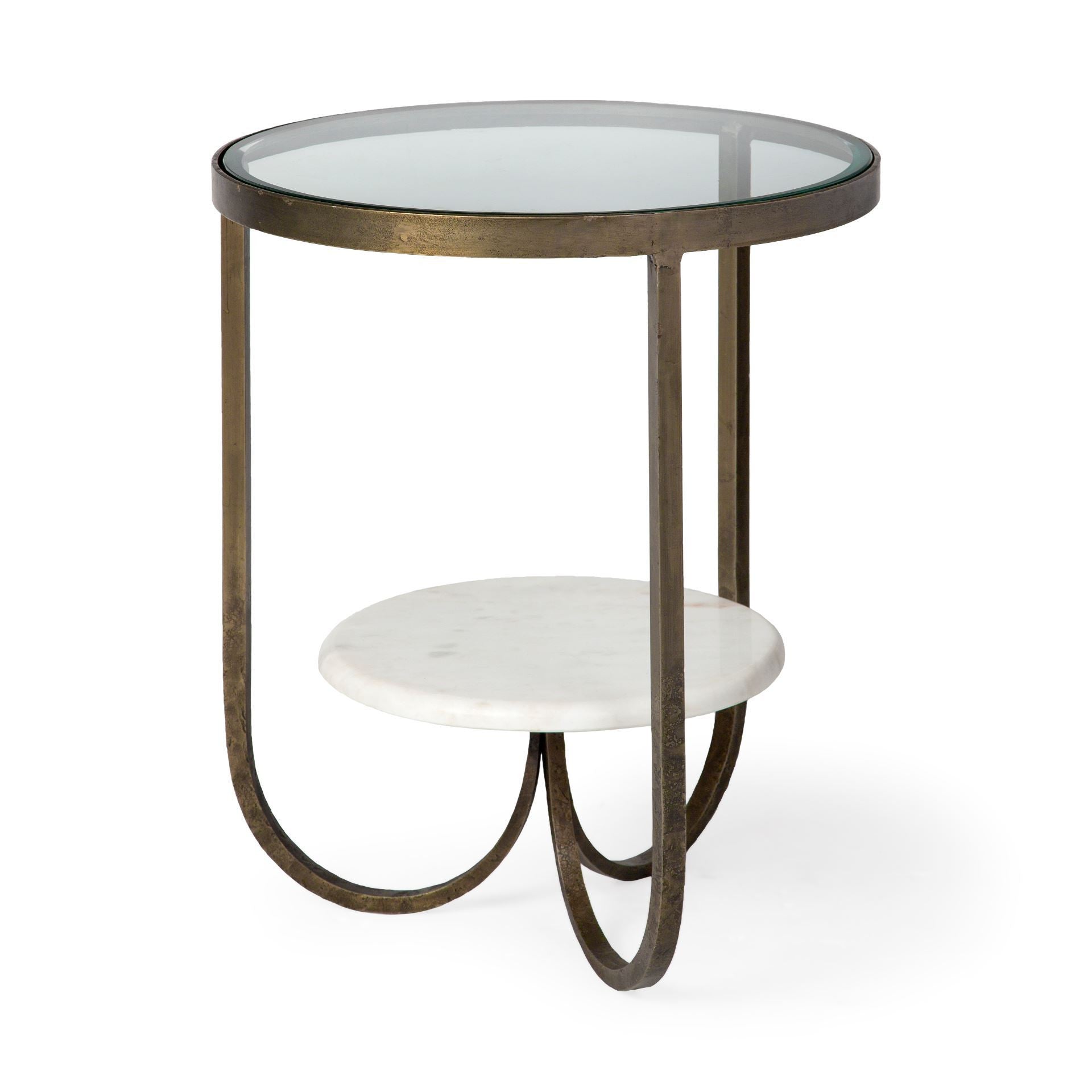 Yvonne Glass End Table with Shelf