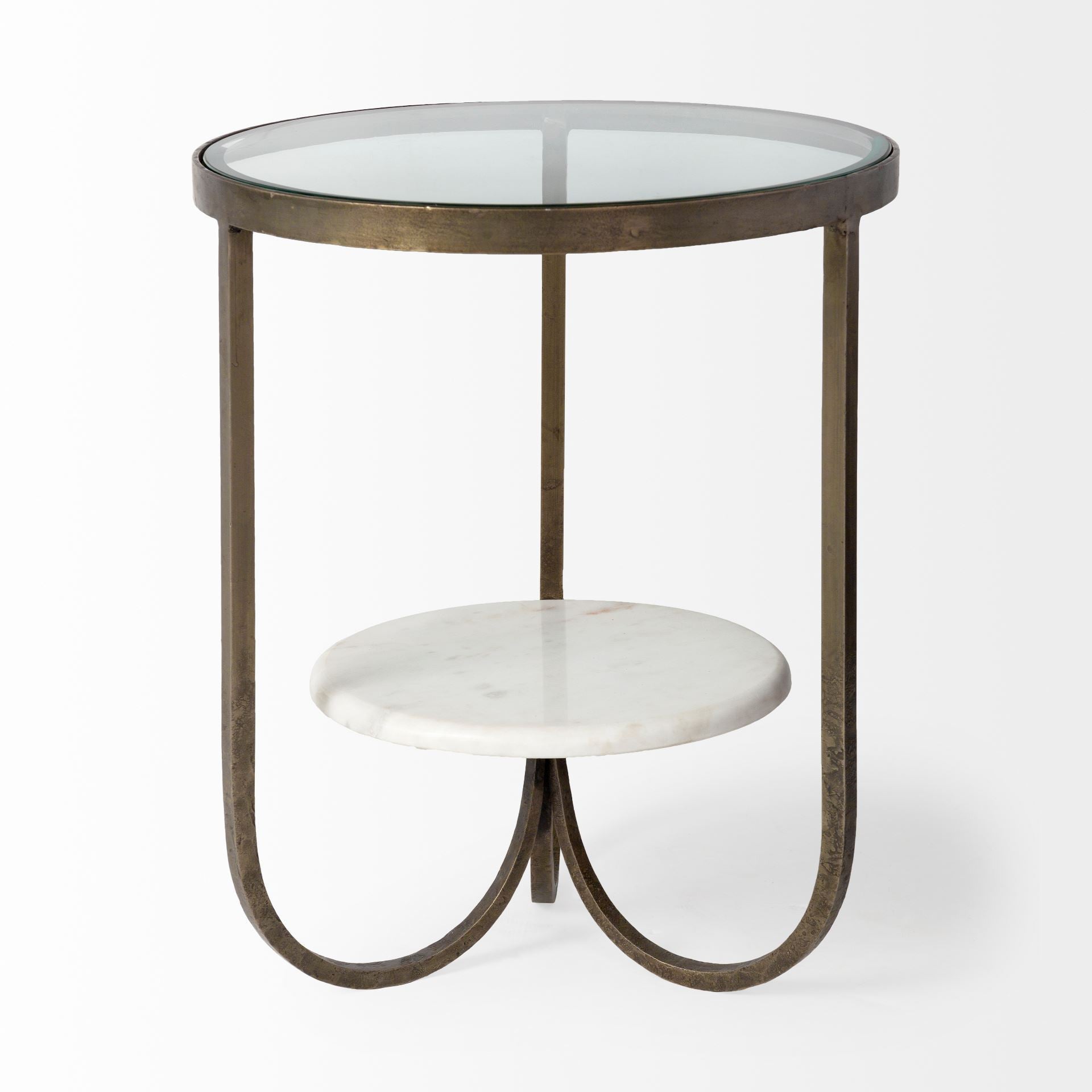 Yvonne Glass End Table with Shelf