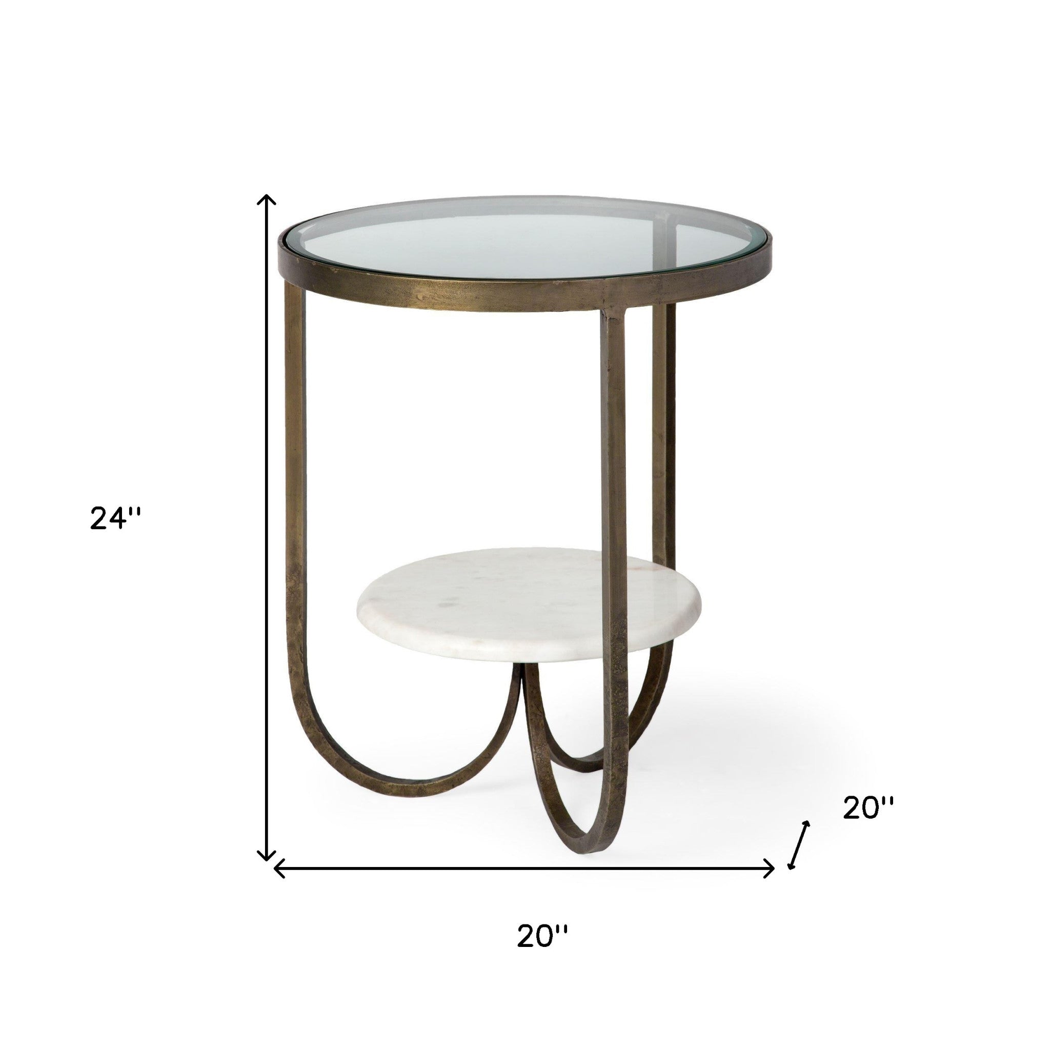 Yvonne Glass End Table with Shelf