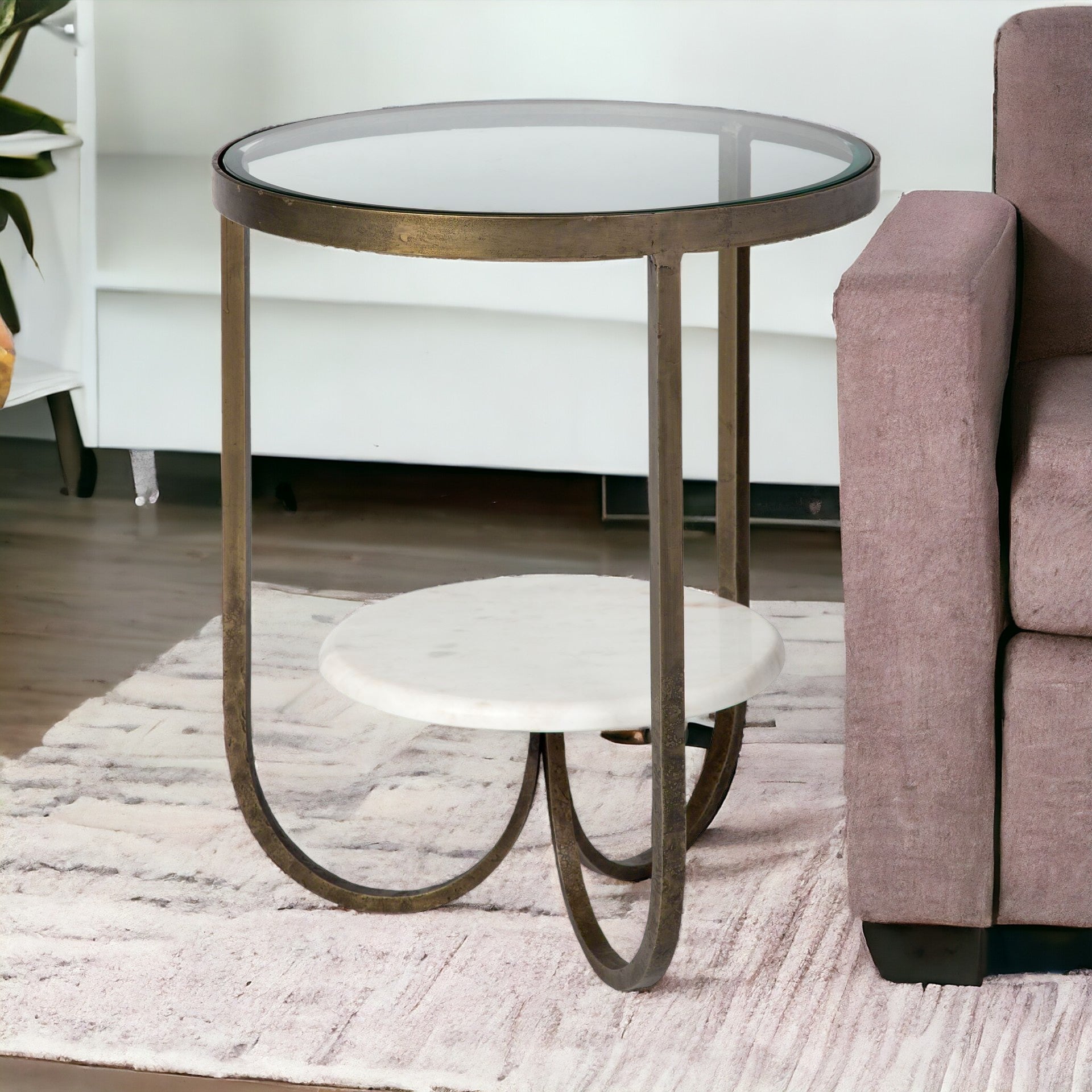 Yvonne Glass End Table with Shelf