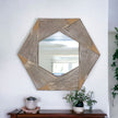 Octagonal Lines Gold Finish Wall Mirror