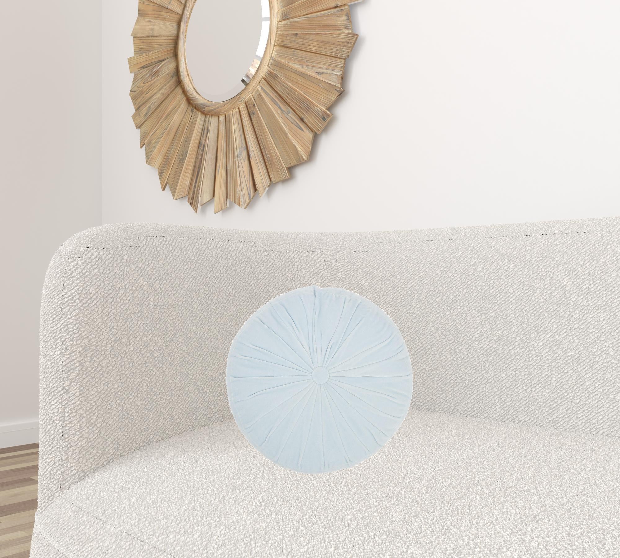 Periwinkle Tufted Round Throw Pillow