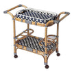 Bleu et Blanc Rattan Bar Cart