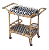 Bleu et Blanc Rattan Bar Cart