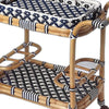 Bleu et Blanc Rattan Bar Cart