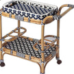 Bleu et Blanc Rattan Bar Cart