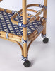 Bleu et Blanc Rattan Bar Cart