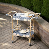 Bleu et Blanc Rattan Bar Cart