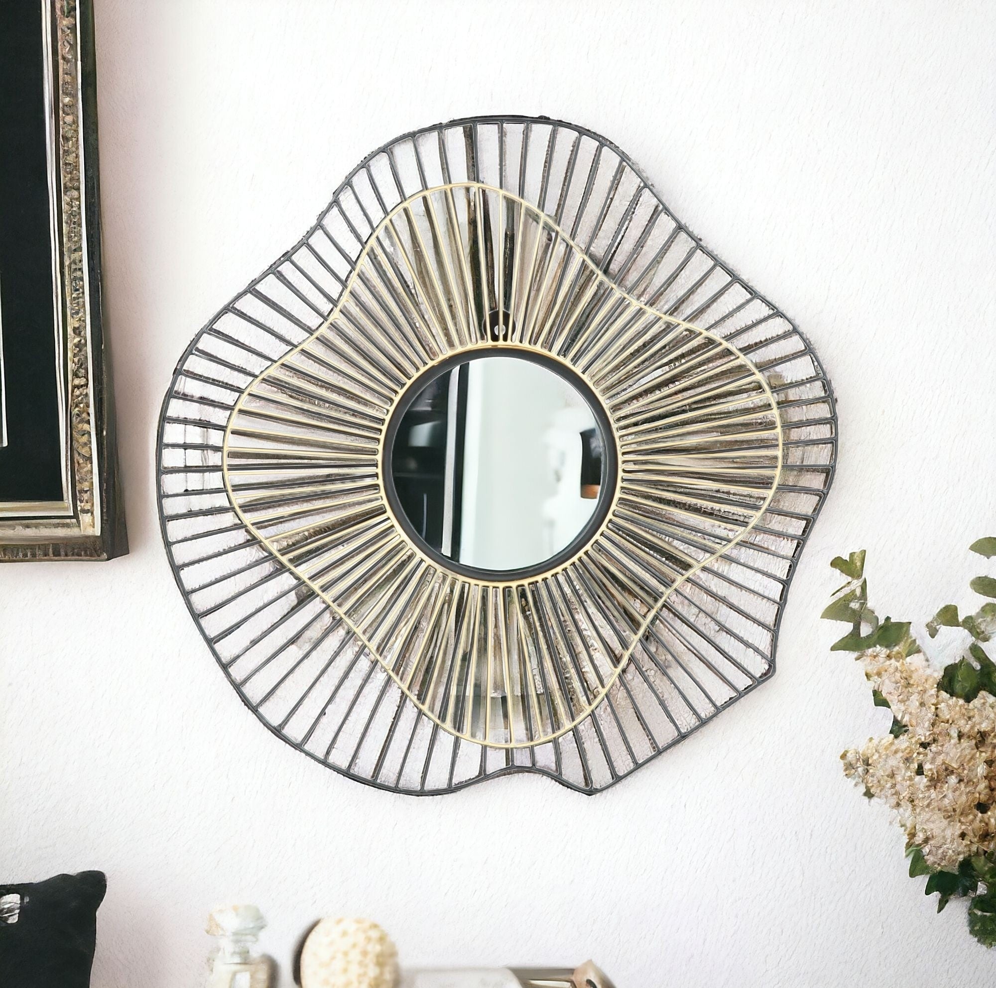 Soleil Gold Round Accent Mirror