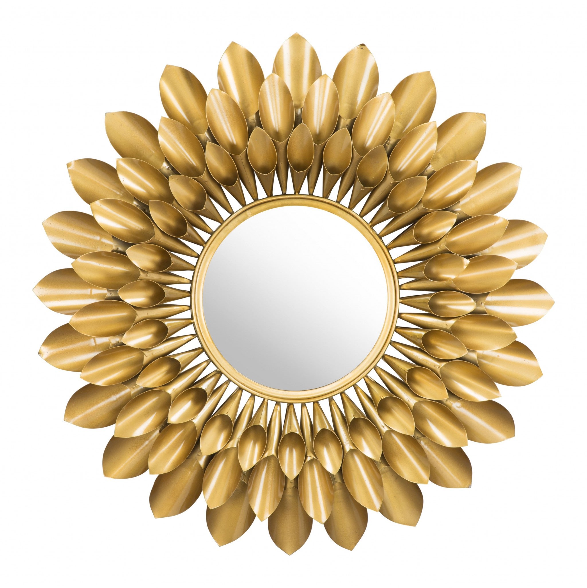 Soleil Gold Round Accent Mirror