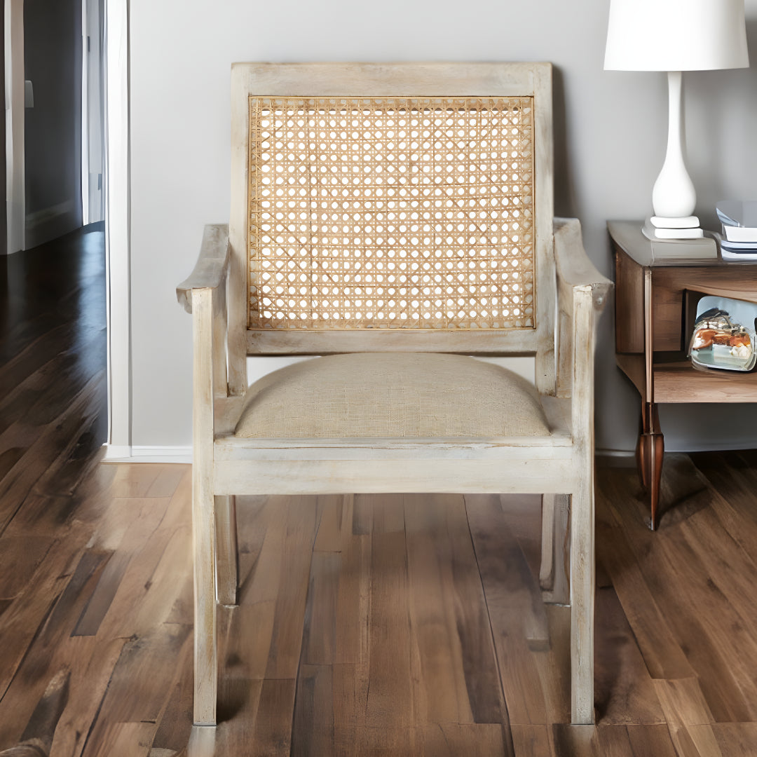 Wooden Chair With Cane Mesh Backrest