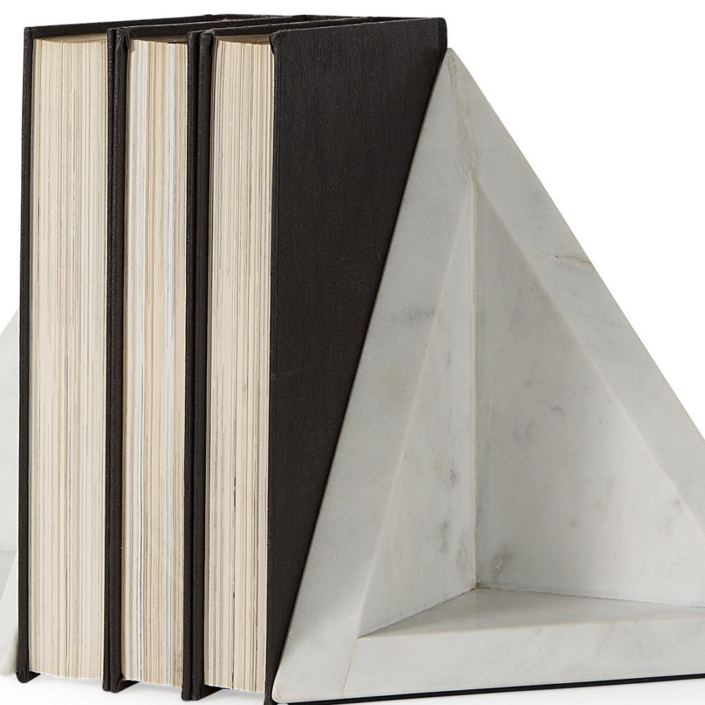 Modern Triangle Marble Bookends