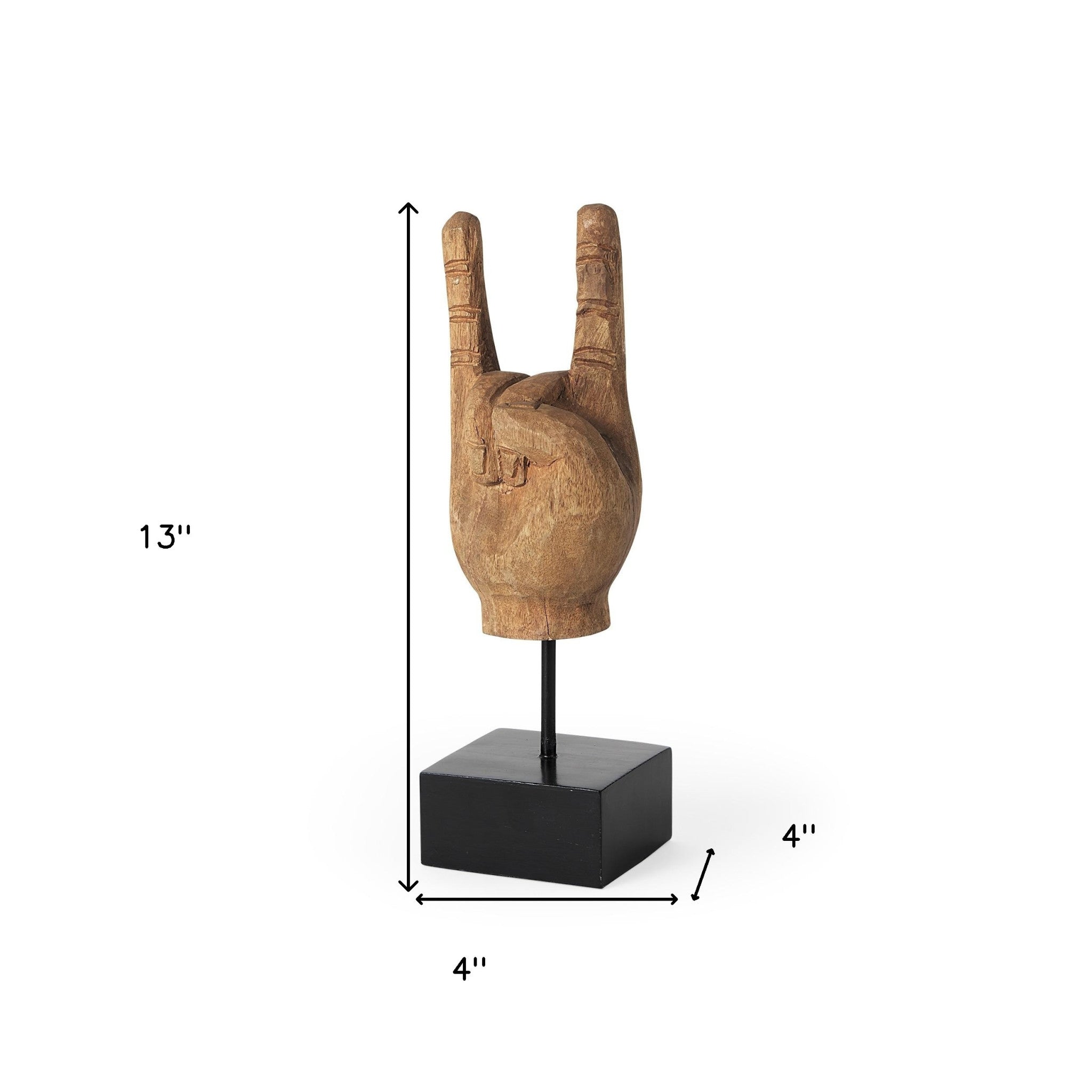 Wooden Rock Sign Hand Sulpture