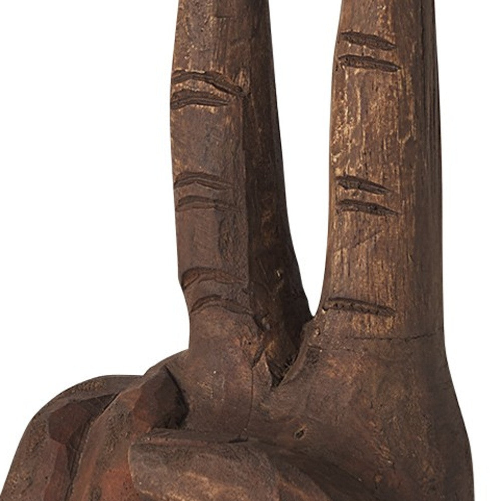 Wooden Peace Sign Hand Sculpture