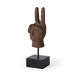 Wooden Peace Sign Hand Sculpture