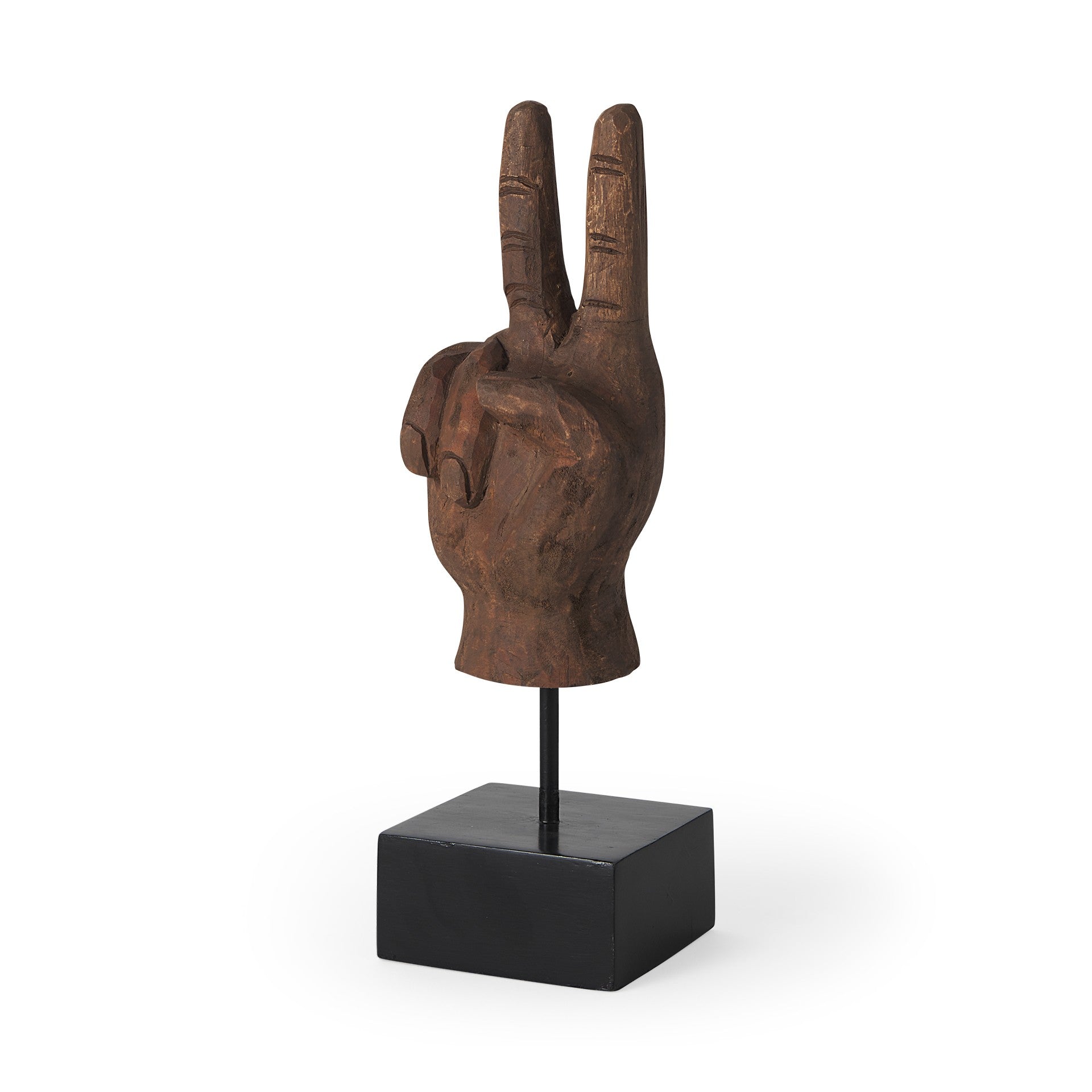 Wooden Peace Sign Hand Sculpture