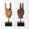 Wooden Peace Sign Hand Sculpture