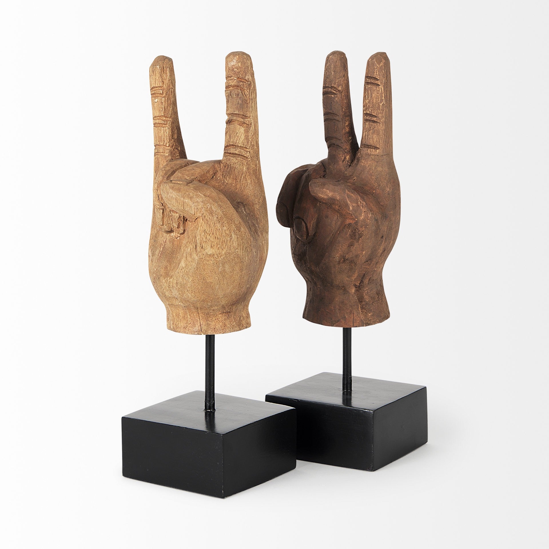 Wooden Peace Sign Hand Sculpture