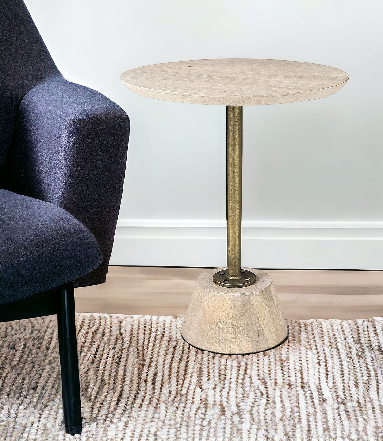 Sheila Pedestal Round Wood End Table