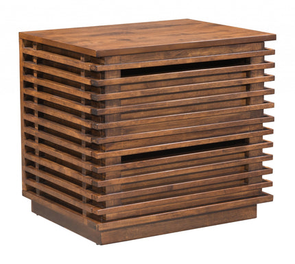 Walnut Modern Slat End Table