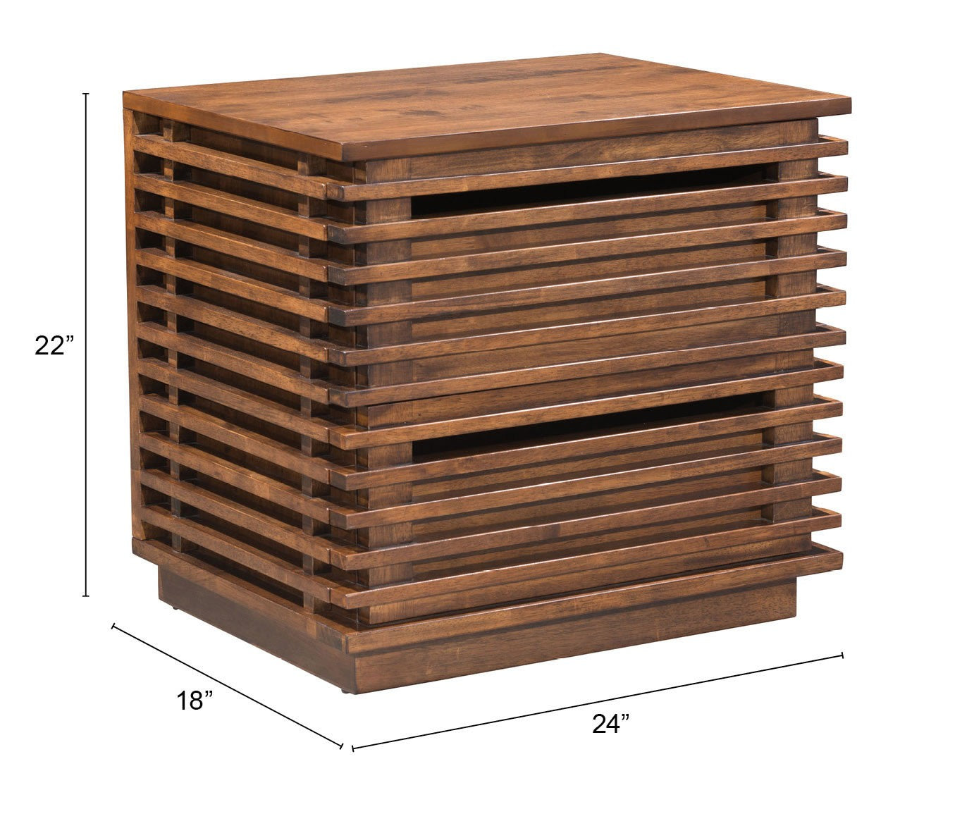 Walnut Modern Slat End Table