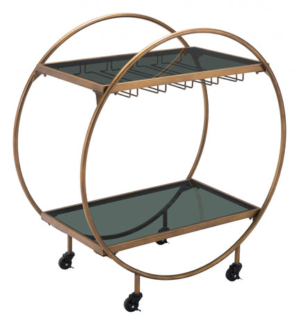 Regal Night Mirrored Glass Bar Cart