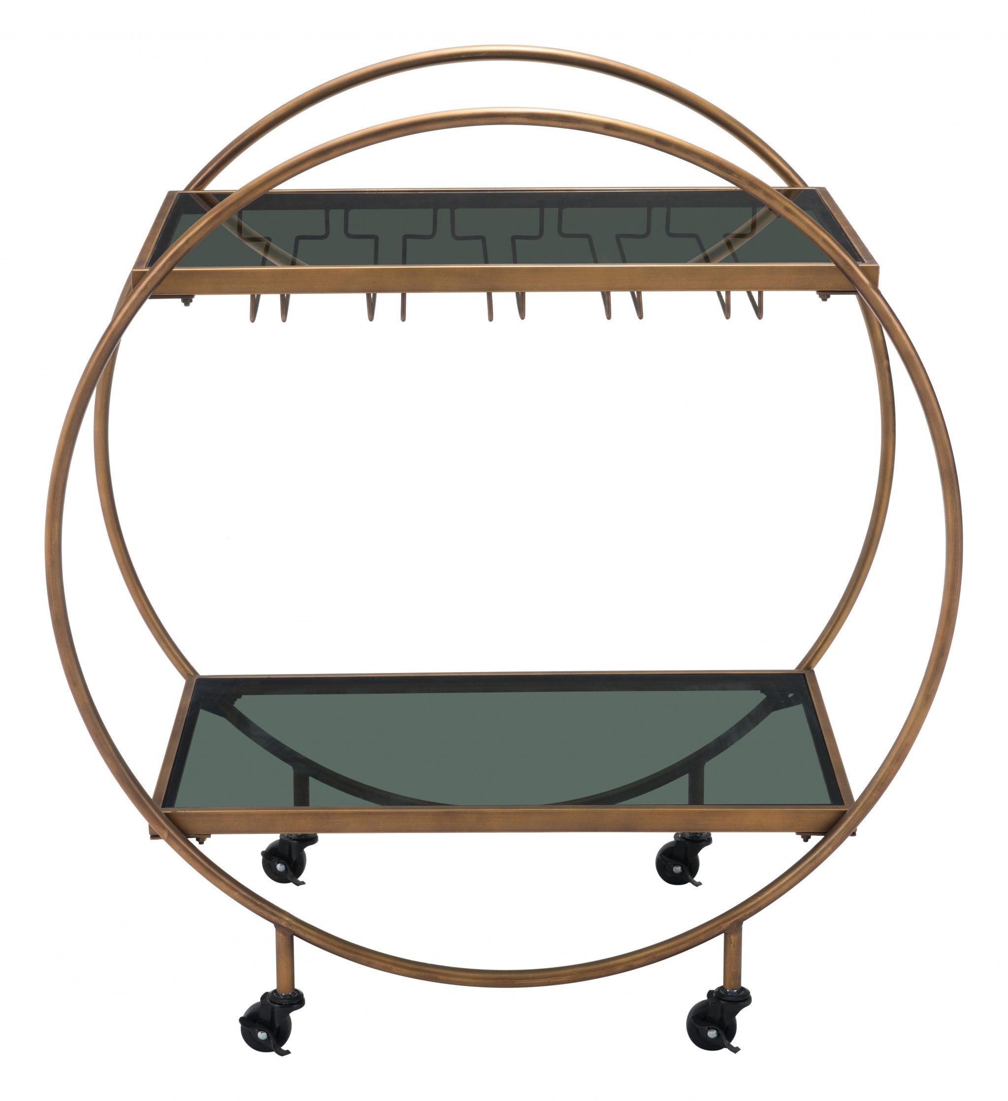 Regal Night Mirrored Glass Bar Cart