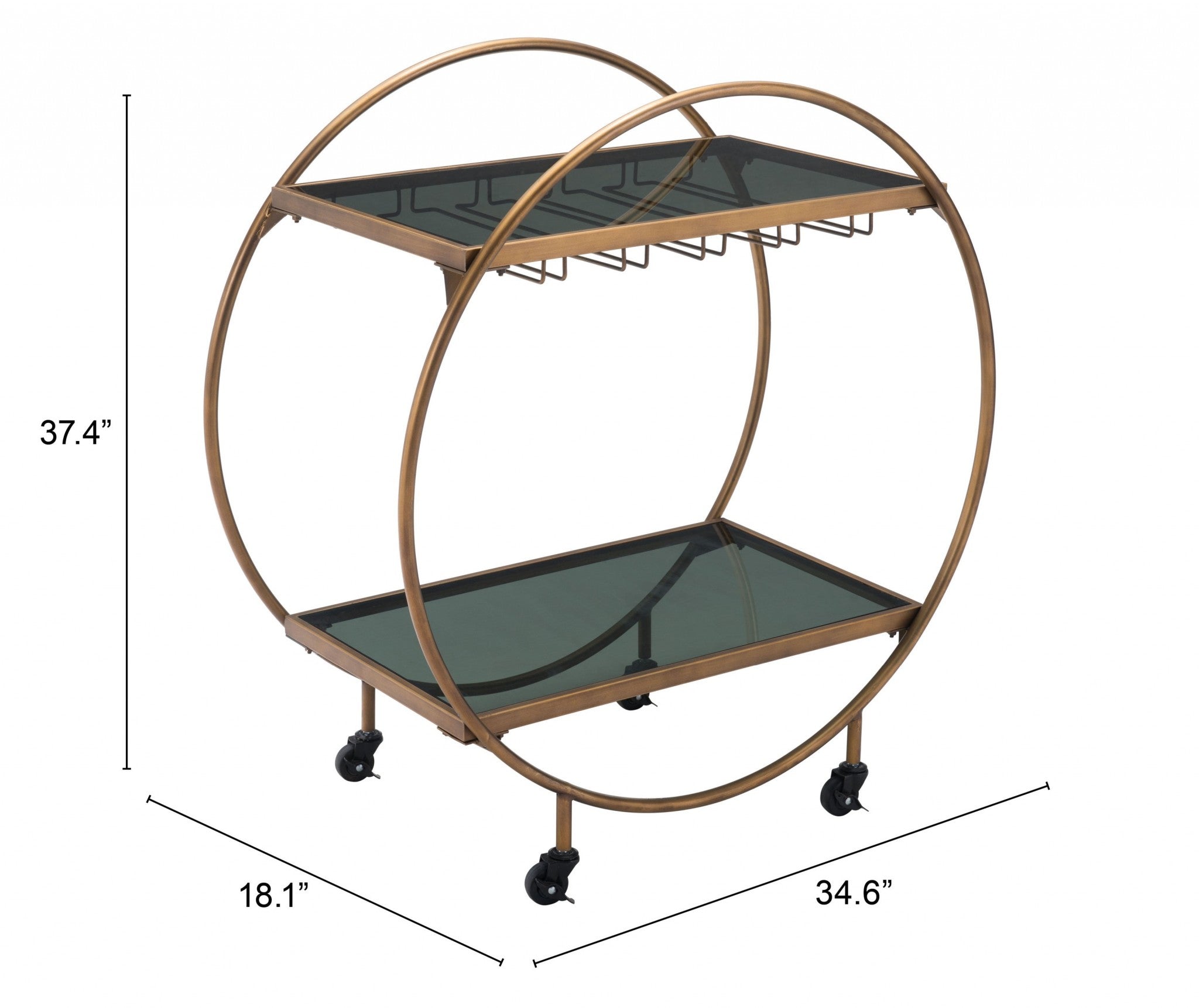 Regal Night Mirrored Glass Bar Cart