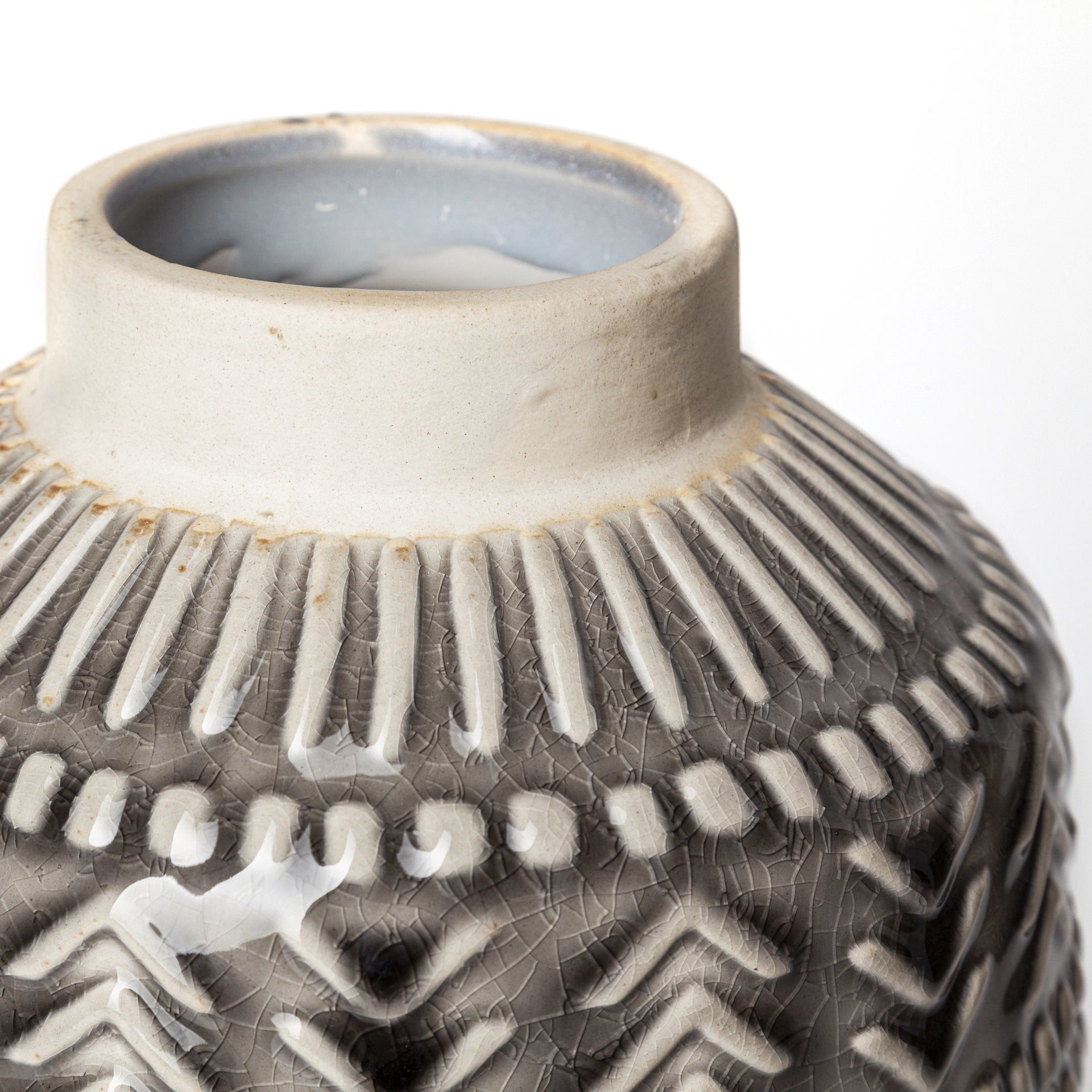 Harmony in Contrast Chevron Ceramic Vase