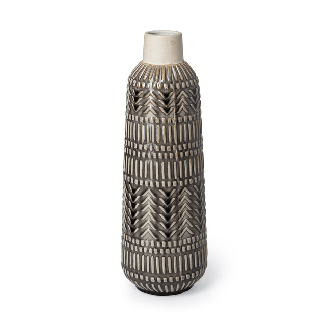 Tribal Chic Embossed Ceramic Vase