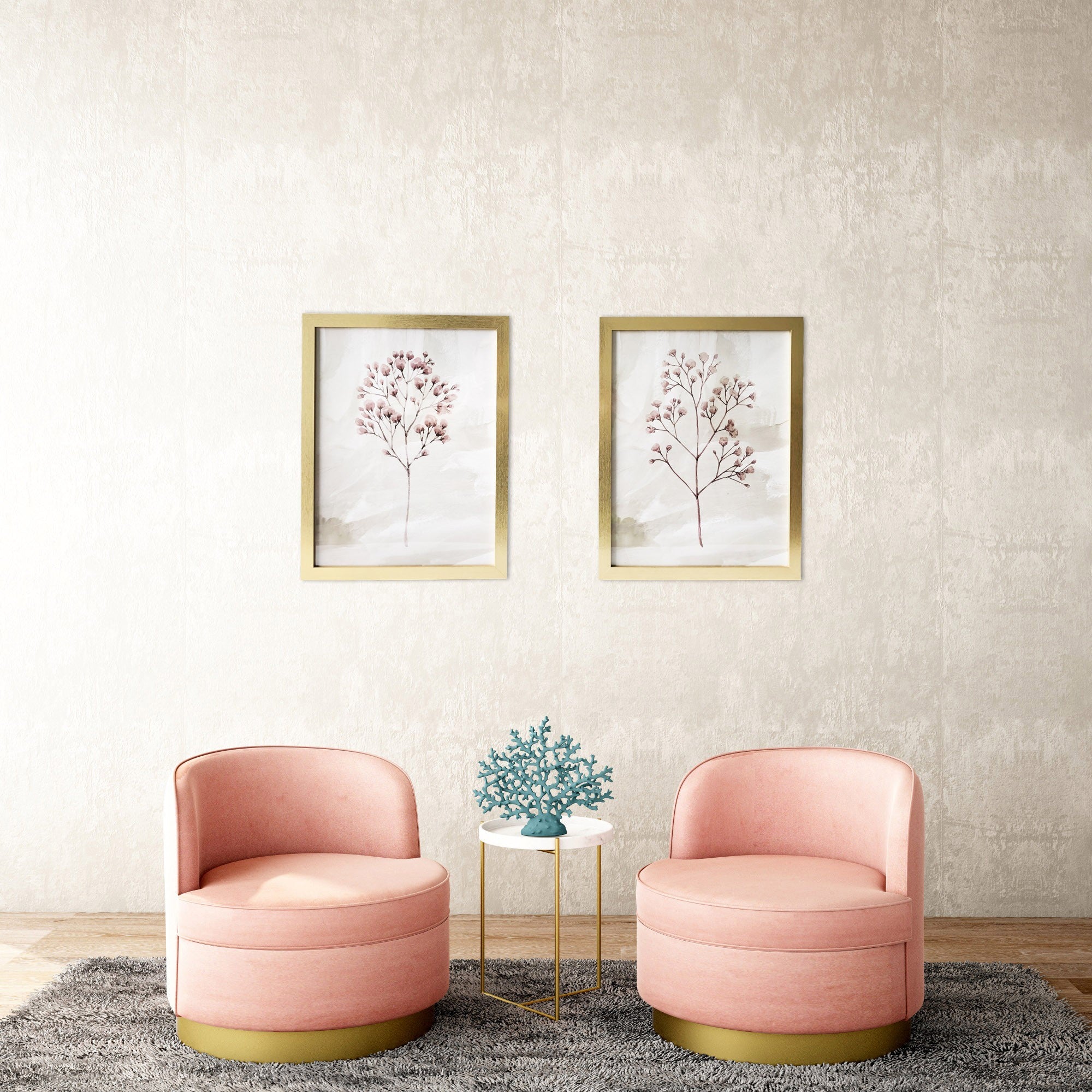 Pink + Blush Branch Framed Wall Art Set