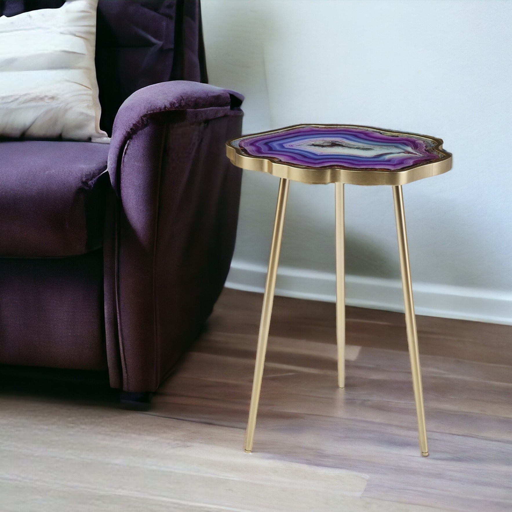 Violet Faux Agate End Table