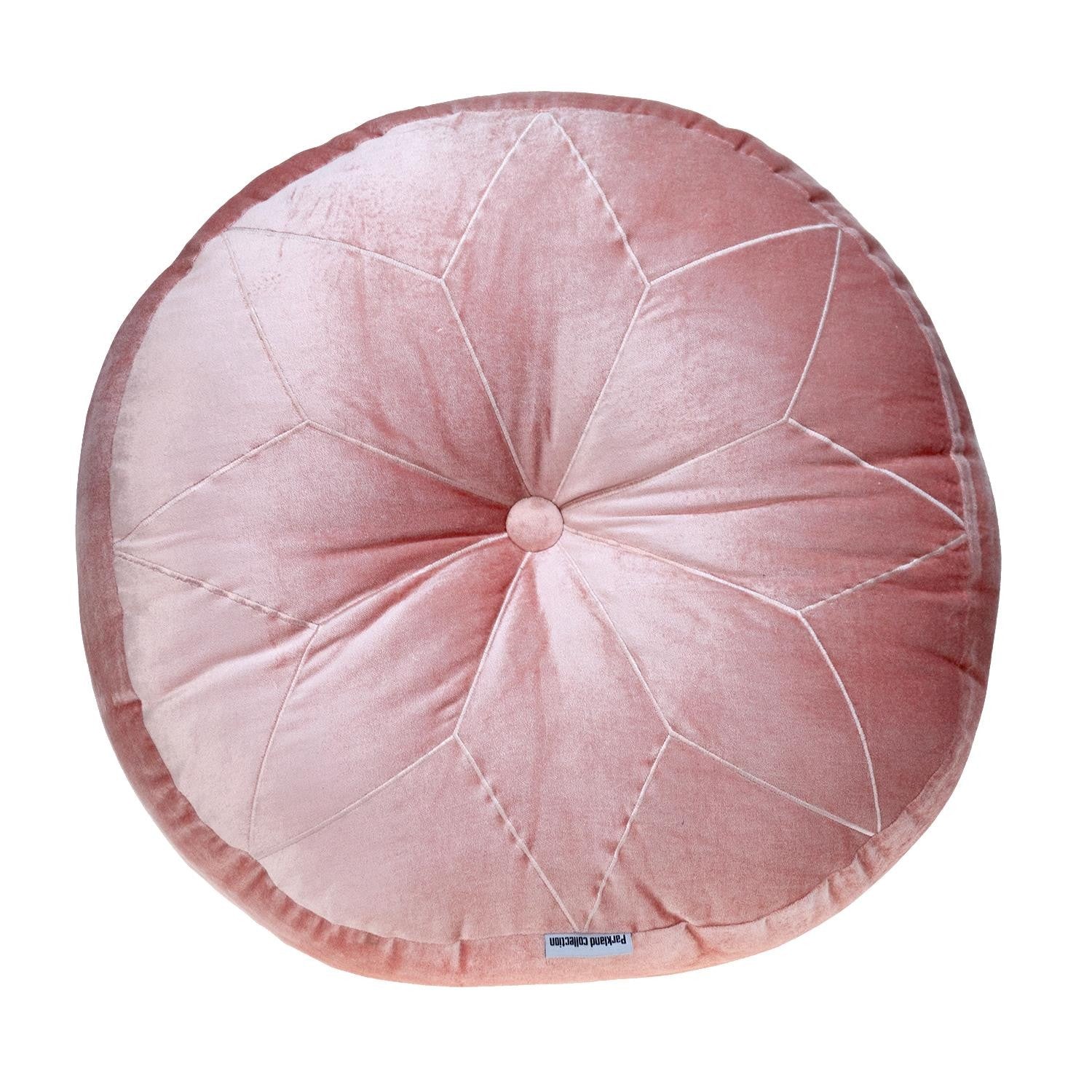 Round Tufted Pink Rose Velvet Floor Pillow