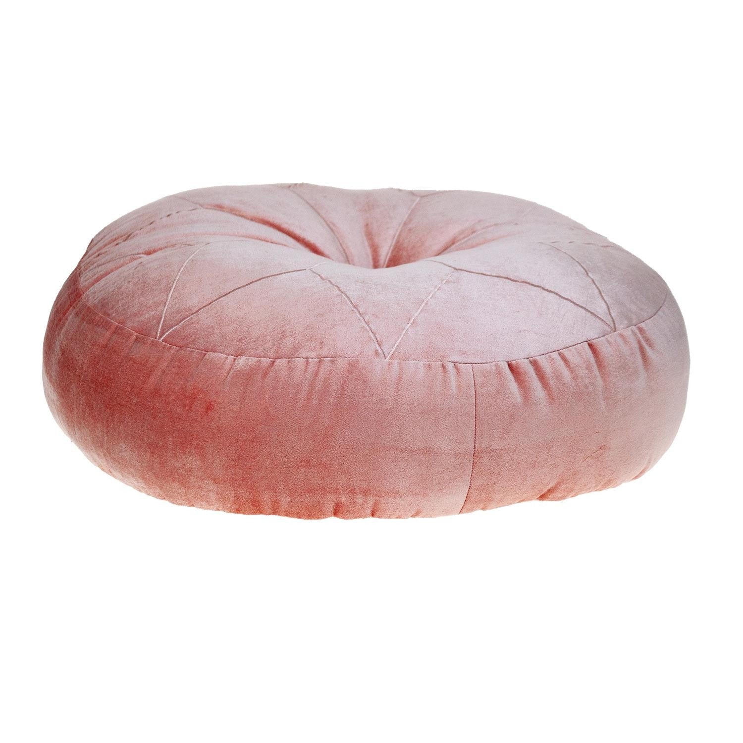 Round Tufted Pink Rose Velvet Floor Pillow