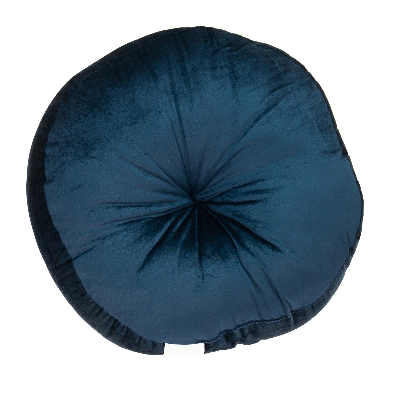 Round Tufted Navy Velvet Floor Pillow