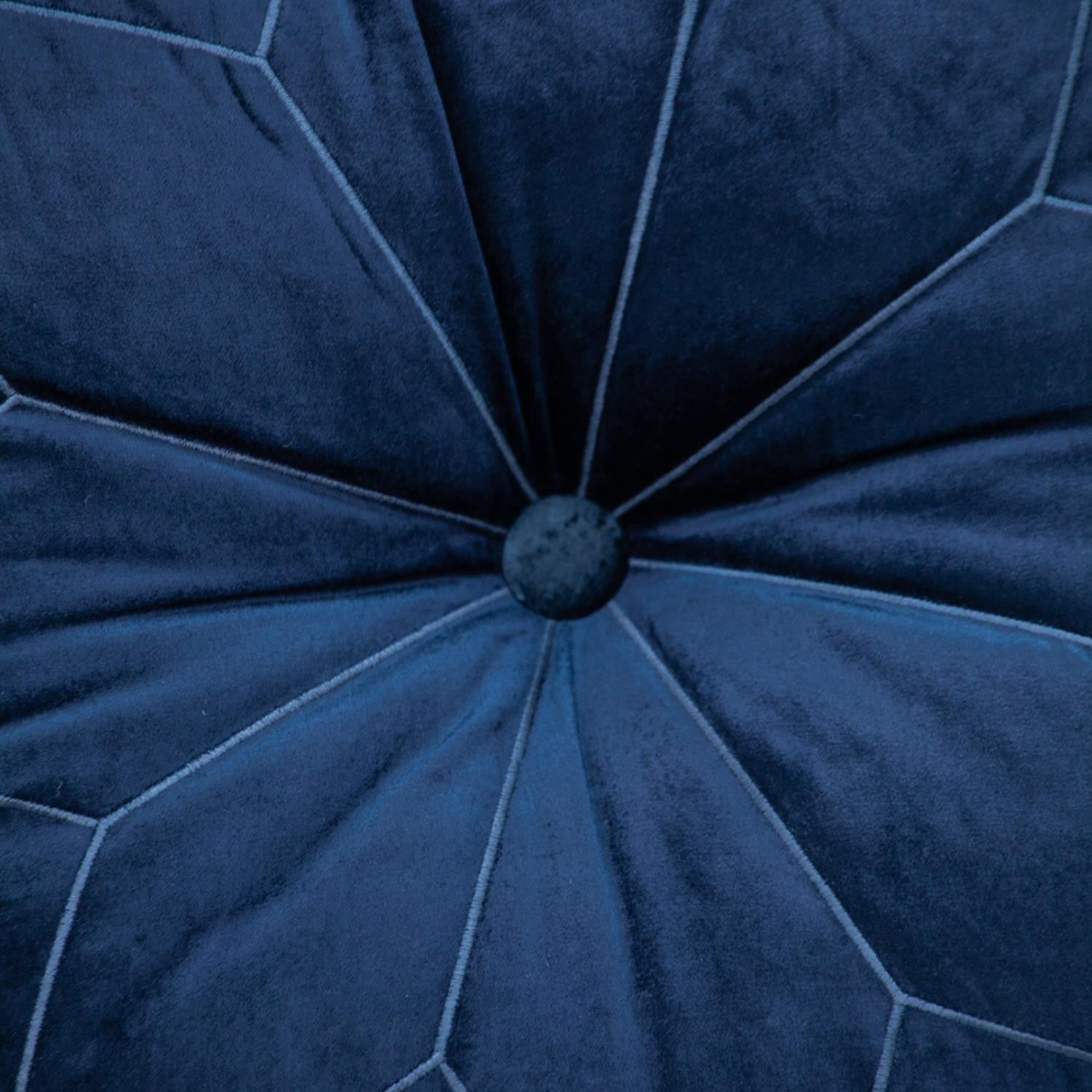 Round Tufted Navy Velvet Floor Pillow