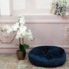 Round Tufted Navy Velvet Floor Pillow