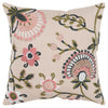 Botanical Blush Embroidered Throw Pillow