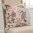 Botanical Blush Embroidered Throw Pillow