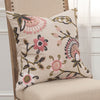 Botanical Blush Embroidered Throw Pillow