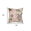 Botanical Blush Embroidered Throw Pillow