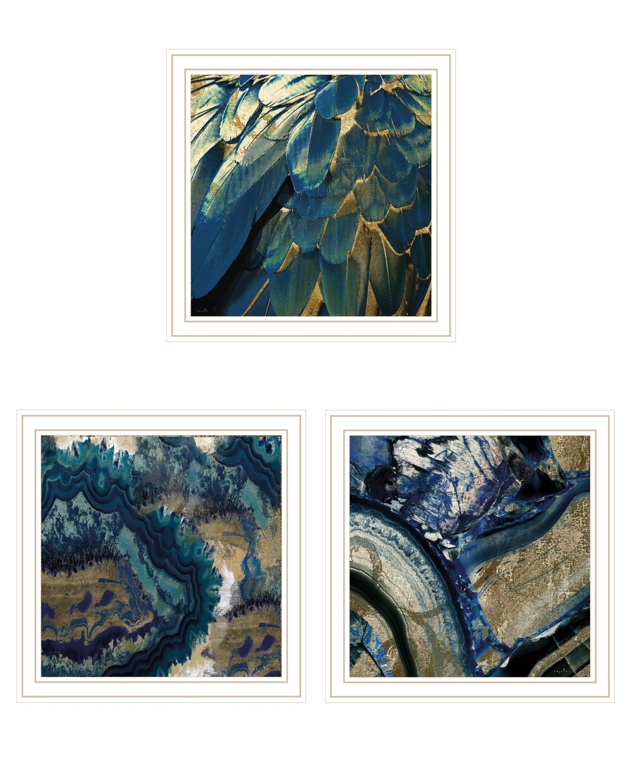 Deep Blue Wall Art Set of 3