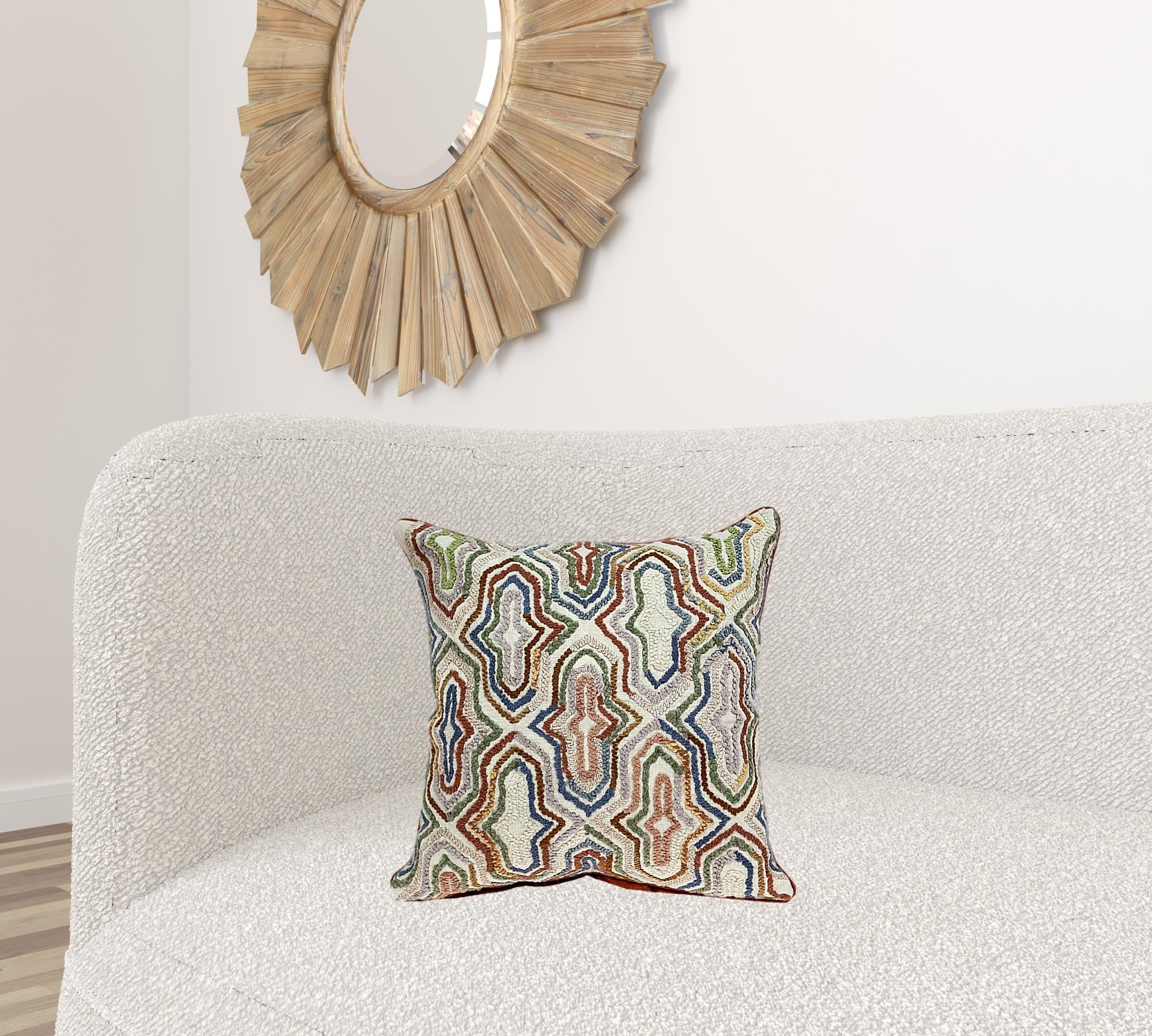 Emily Embroidered Cotton Throw Pillow