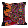 Vivid Blossom Embroidered Throw Pillow