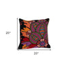 Vivid Blossom Embroidered Throw Pillow