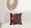 Vivid Blossom Embroidered Throw Pillow