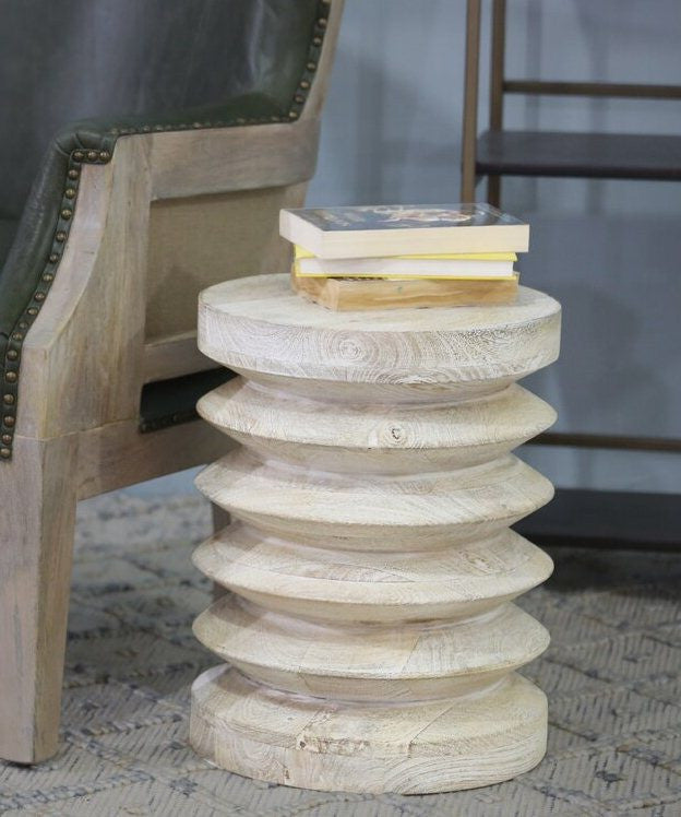 Helical Solid Wood End Table