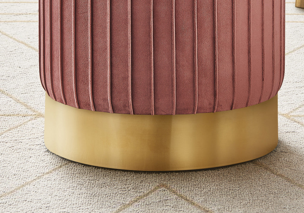 Sleek Rose Velvet Ottoman